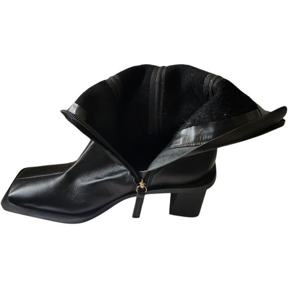 ZARA WOMAN LEATHER HIGH BLOCK HEEL ANKLE BOOTS BLACK - Made in Spain - Size 38 - Picture 8 of 9
